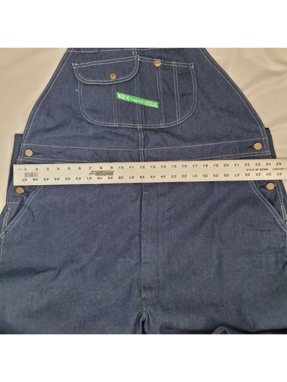 Key Imperial Men's Blue Denim Bib Overalls US Size 48x32 NWOT - Picture 8 of 12